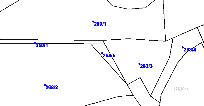 Parcela st. 268/5 v KÚ Pchery, Katastrální mapa