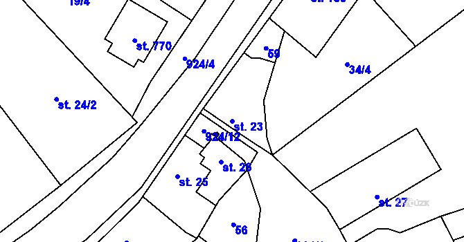 Parcela st. 23 v KÚ Pchery, Katastrální mapa