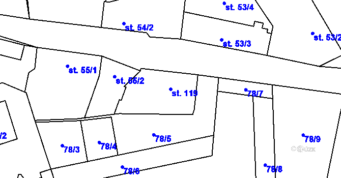 Parcela st. 119 v KÚ Pchery, Katastrální mapa