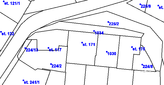 Parcela st. 171 v KÚ Pchery, Katastrální mapa