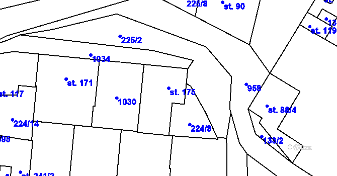 Parcela st. 175 v KÚ Pchery, Katastrální mapa