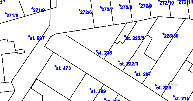 Parcela st. 236 v KÚ Pchery, Katastrální mapa