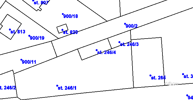 Parcela st. 246/4 v KÚ Pchery, Katastrální mapa