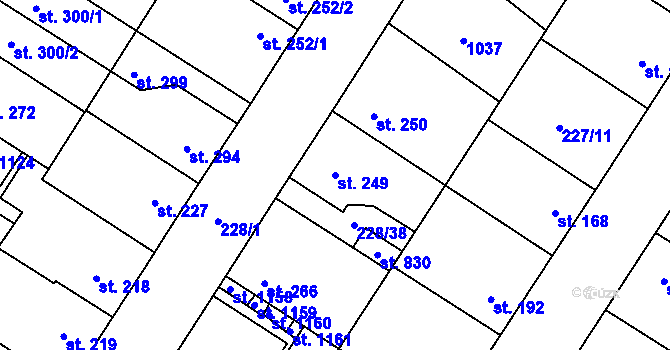 Parcela st. 249 v KÚ Pchery, Katastrální mapa