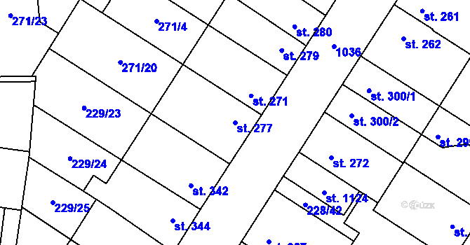 Parcela st. 277 v KÚ Pchery, Katastrální mapa
