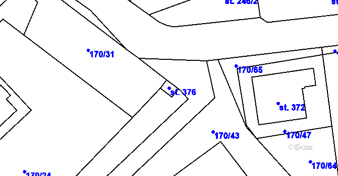 Parcela st. 376 v KÚ Pchery, Katastrální mapa