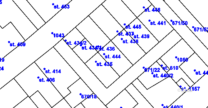 Parcela st. 444 v KÚ Pchery, Katastrální mapa