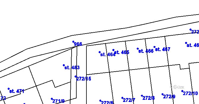 Parcela st. 464 v KÚ Pchery, Katastrální mapa