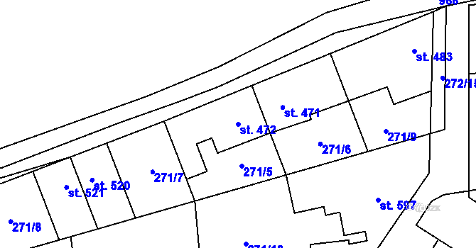 Parcela st. 472 v KÚ Pchery, Katastrální mapa