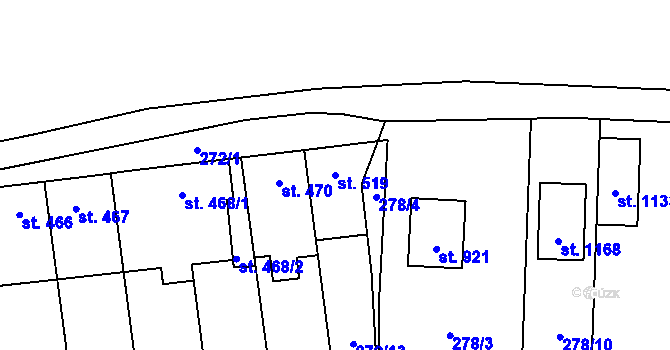 Parcela st. 519 v KÚ Pchery, Katastrální mapa