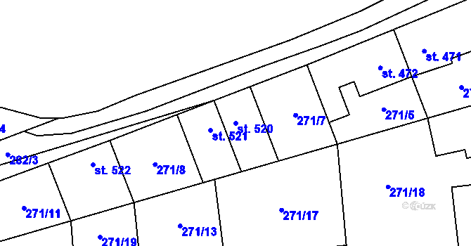 Parcela st. 520 v KÚ Pchery, Katastrální mapa