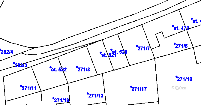 Parcela st. 521 v KÚ Pchery, Katastrální mapa