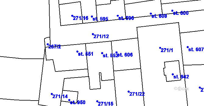 Parcela st. 552 v KÚ Pchery, Katastrální mapa