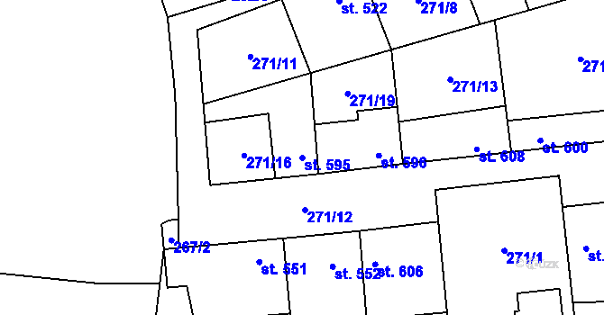 Parcela st. 595 v KÚ Pchery, Katastrální mapa