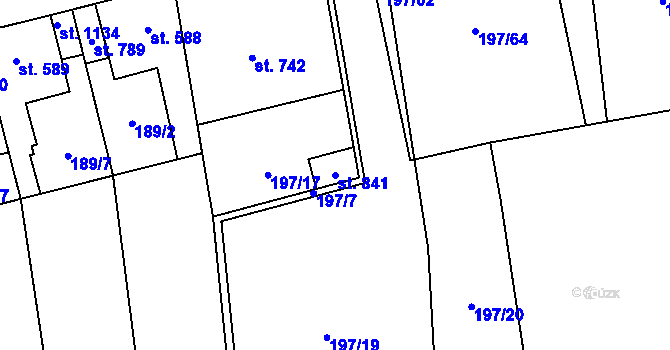 Parcela st. 841 v KÚ Pchery, Katastrální mapa