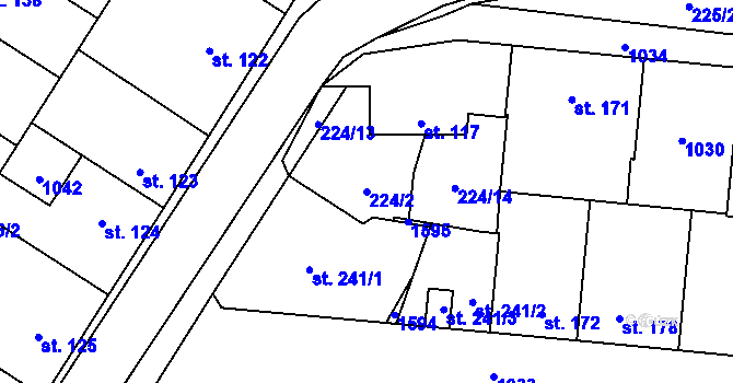 Parcela st. 224/2 v KÚ Pchery, Katastrální mapa