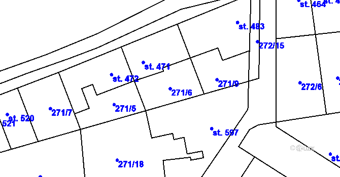Parcela st. 271/6 v KÚ Pchery, Katastrální mapa