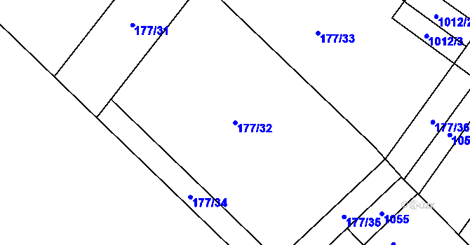 Parcela st. 177/32 v KÚ Pchery, Katastrální mapa