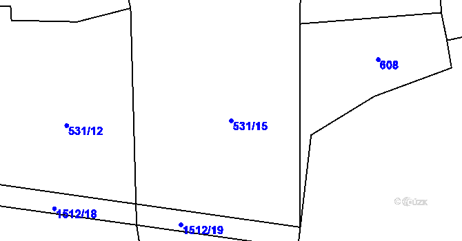 Parcela st. 531/15 v KÚ Pičín, Katastrální mapa