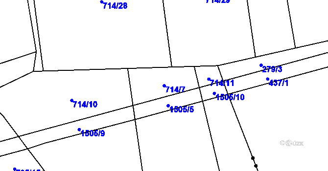 Parcela st. 714/7 v KÚ Pičín, Katastrální mapa