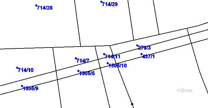 Parcela st. 714/11 v KÚ Pičín, Katastrální mapa