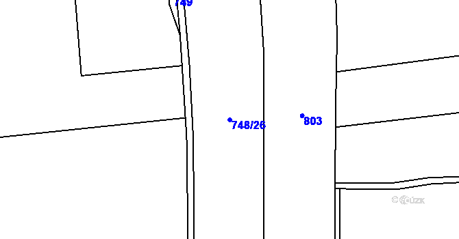 Parcela st. 748/26 v KÚ Pičín, Katastrální mapa