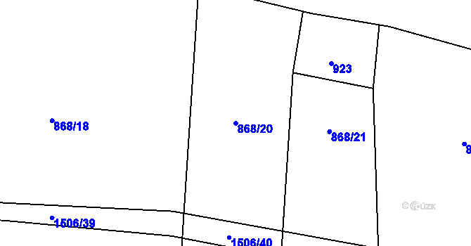 Parcela st. 868/20 v KÚ Pičín, Katastrální mapa