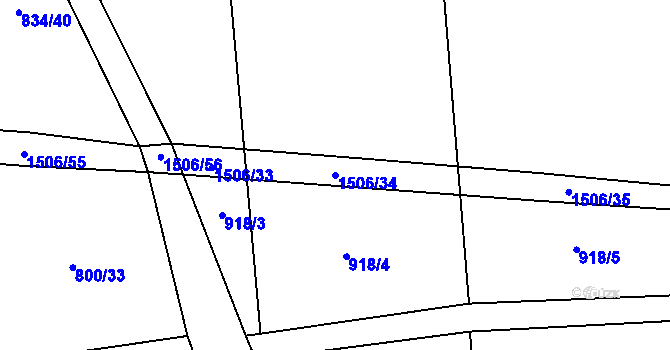 Parcela st. 1506/34 v KÚ Pičín, Katastrální mapa