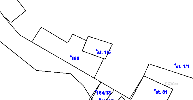 Parcela st. 1/5 v KÚ Pičín, Katastrální mapa