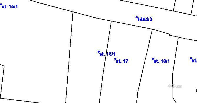 Parcela st. 16/1 v KÚ Pičín, Katastrální mapa