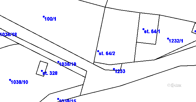 Parcela st. 64/2 v KÚ Pičín, Katastrální mapa