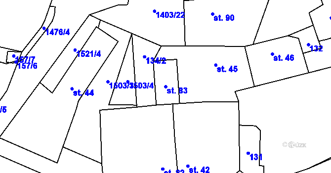 Parcela st. 83 v KÚ Pičín, Katastrální mapa