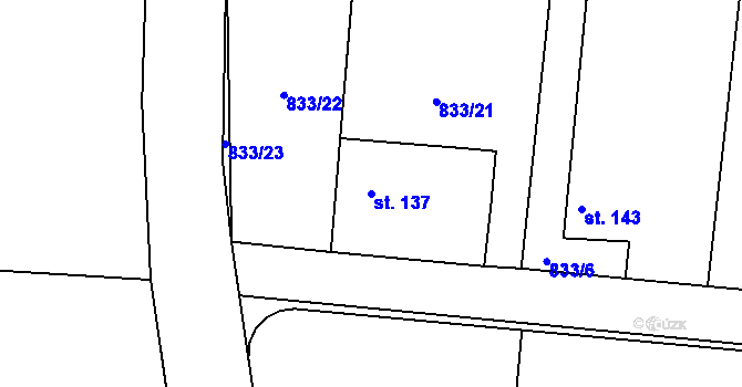 Parcela st. 137 v KÚ Pičín, Katastrální mapa