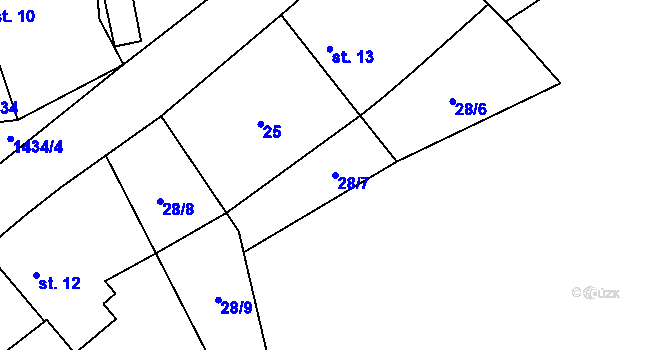 Parcela st. 28/7 v KÚ Pičín, Katastrální mapa