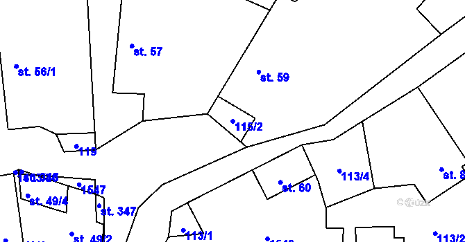 Parcela st. 115/2 v KÚ Pičín, Katastrální mapa