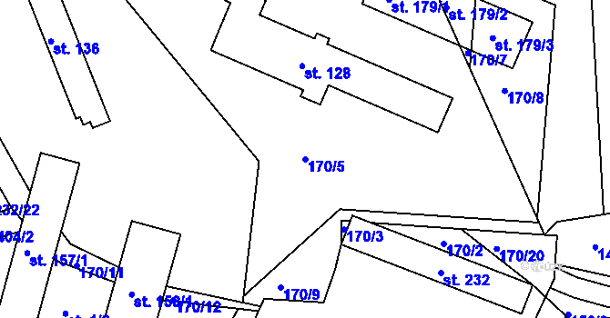Parcela st. 170/5 v KÚ Pičín, Katastrální mapa