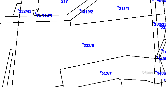 Parcela st. 232/6 v KÚ Pičín, Katastrální mapa