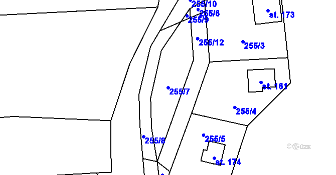 Parcela st. 255/7 v KÚ Pičín, Katastrální mapa