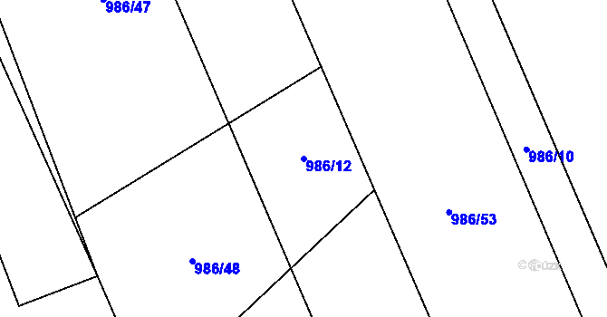 Parcela st. 986/12 v KÚ Pičín, Katastrální mapa
