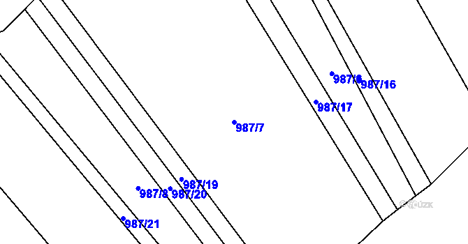 Parcela st. 987/7 v KÚ Pičín, Katastrální mapa
