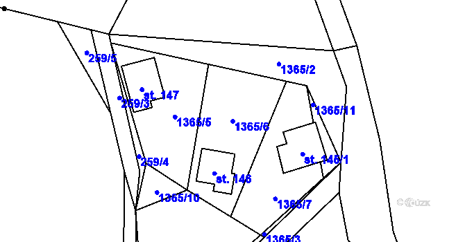 Parcela st. 1365/6 v KÚ Pičín, Katastrální mapa