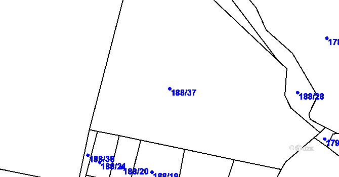 Parcela st. 188/37 v KÚ Pičín, Katastrální mapa