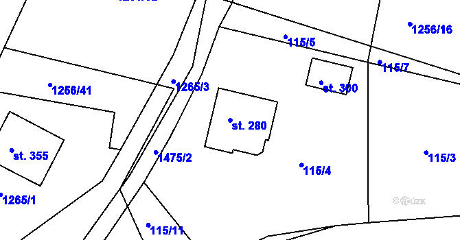 Parcela st. 280 v KÚ Pičín, Katastrální mapa