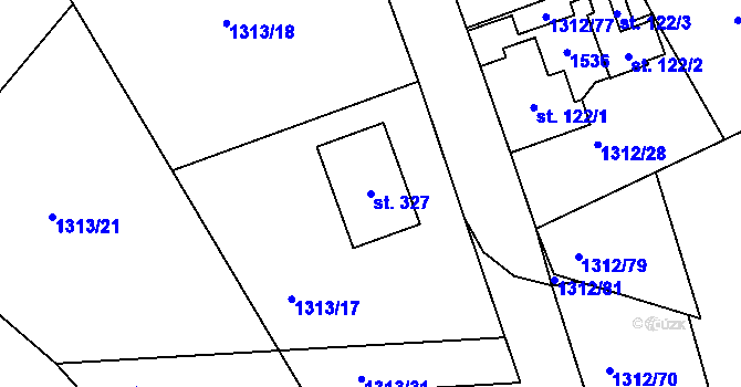Parcela st. 327 v KÚ Pičín, Katastrální mapa