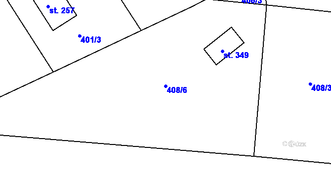 Parcela st. 408/6 v KÚ Pičín, Katastrální mapa