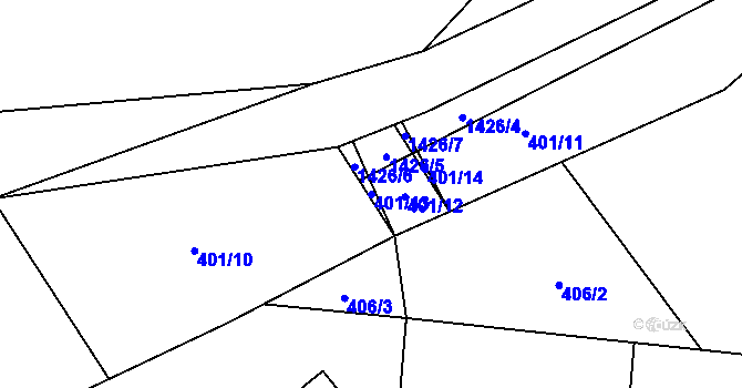Parcela st. 401/13 v KÚ Pičín, Katastrální mapa