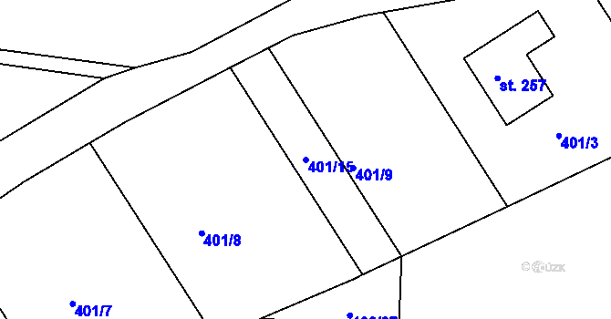 Parcela st. 401/15 v KÚ Pičín, Katastrální mapa