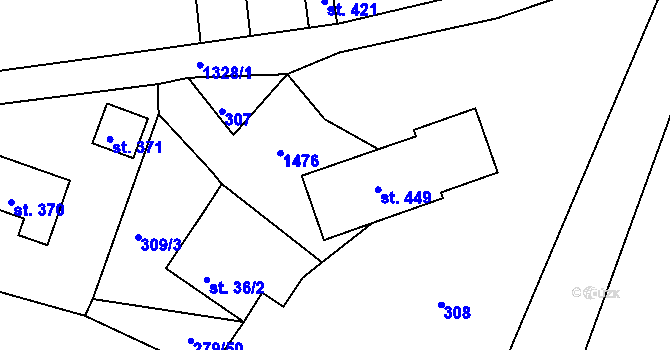 Parcela st. 36/1 v KÚ Pihel, Katastrální mapa