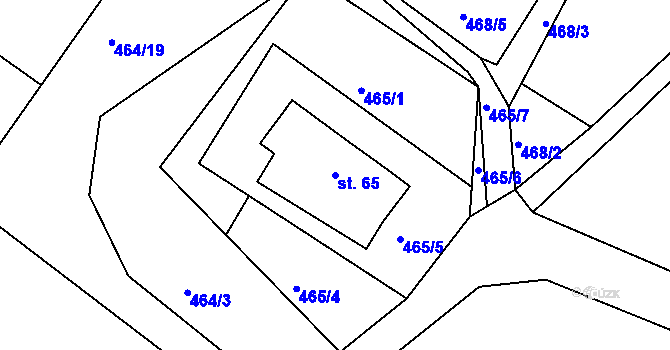 Parcela st. 65 v KÚ Pihel, Katastrální mapa