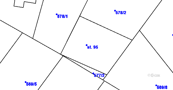 Parcela st. 95 v KÚ Pihel, Katastrální mapa
